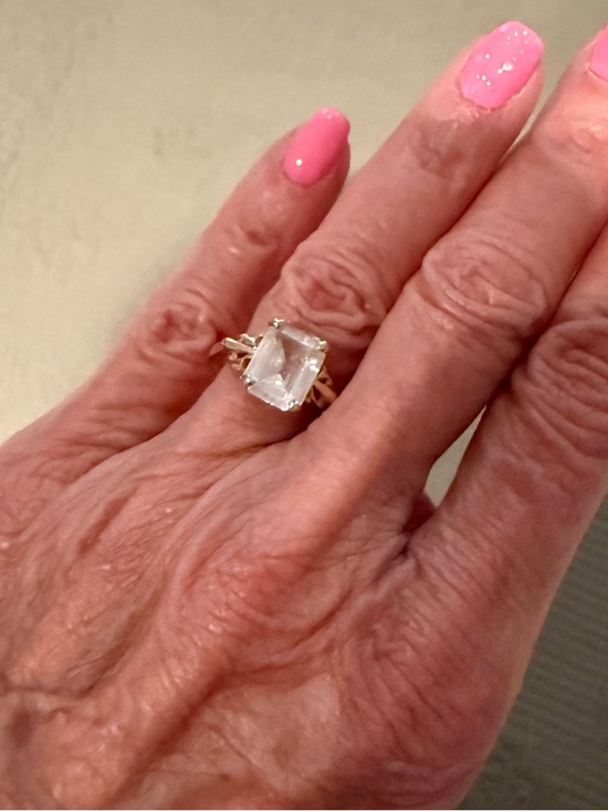Jewelry - Vintage 14KT Gold Ring with Clear Quartz Emerald-Cut Stone